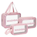 3-Piece Travel Wash Bag Set – Waterproof Transparent Cosmetic Organizer